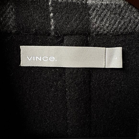 NWOT Vince Plaid Melton Car Coat in Black/Gray Wool Blend in Women's Large - Picture 4 of 16